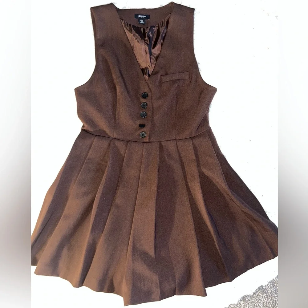Nasty Gal Brown Button-Up Mini Dress - Picture 2 of 5